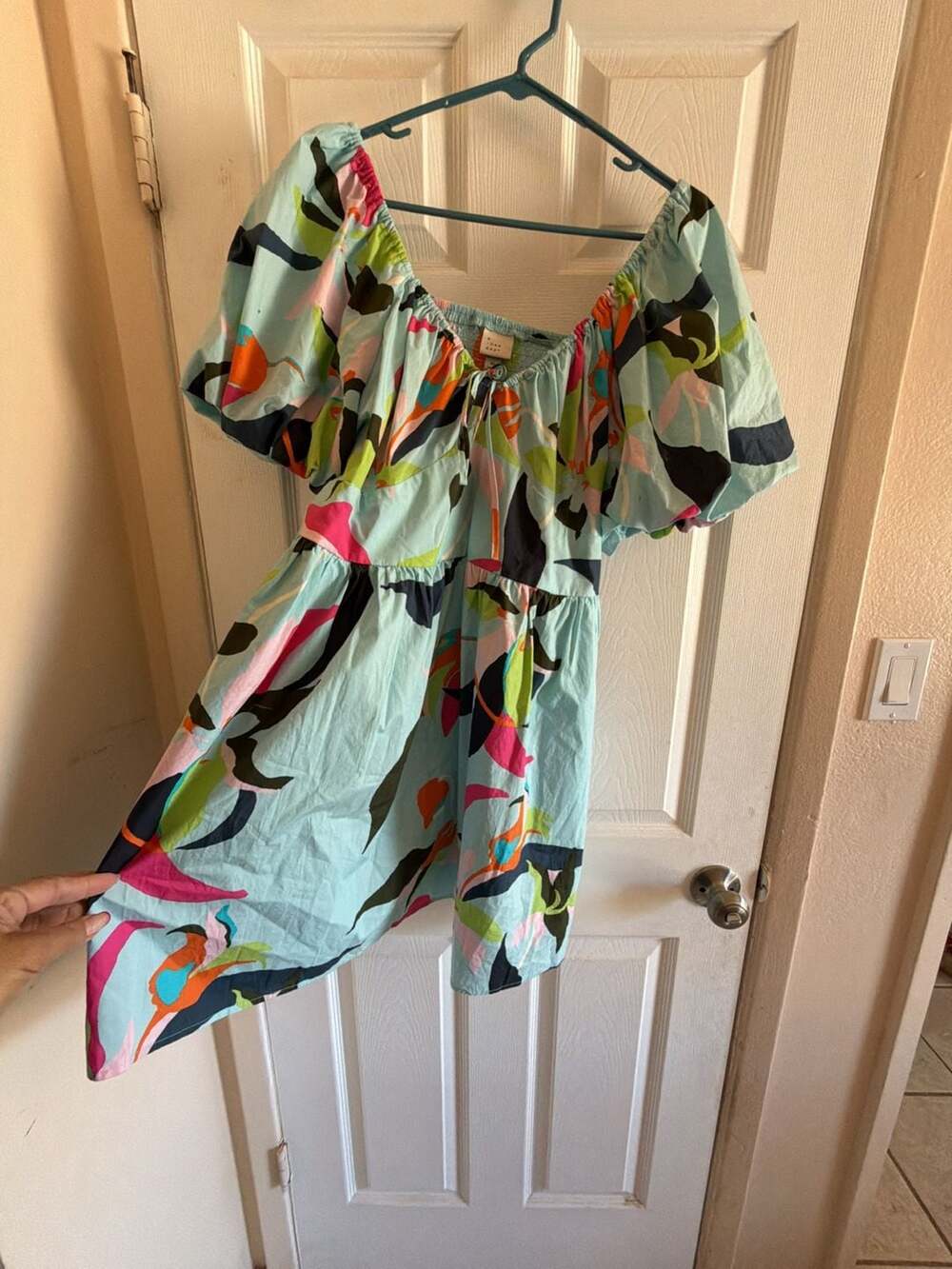A New Day Women's XL Puff Sleeve Smocked Mini Dress Floral Print